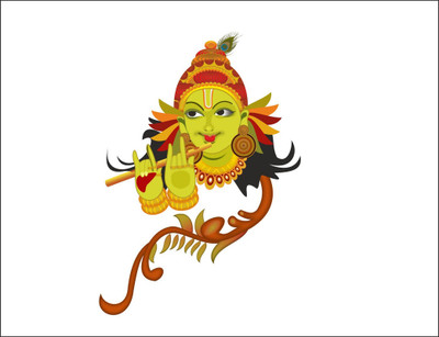 Vijaya enterprises 91 cm Jai shri krishna multicolor wall sticker size (64x91cm) Self Adhesive Sticker(Pack of 1)