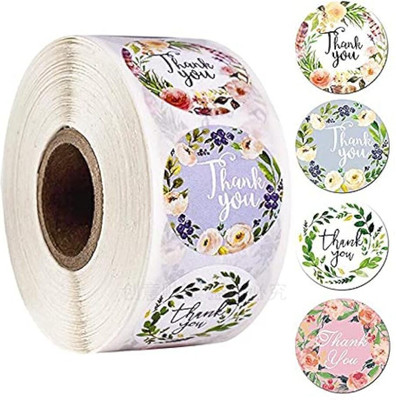 Zibuyu 2.5 cm 500pcs Charming Floral Thank You Seal Stickers Handmade Favor Envelope Labels Self Adhesive Sticker(Pack of 500)