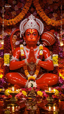 swaroopa 16.5 inch Hanuman ji sticker Self Adhesive Sticker(Pack of 1)