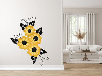 Stickerberry 50 cm Abstract Flower wall sticker Self Adhesive Sticker(Pack of 1)