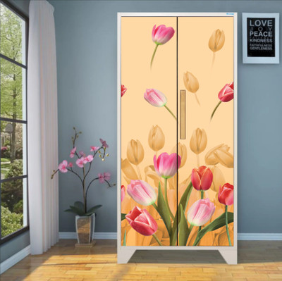 We Kreate 213 cm 3d embossed flower almirah wallaper Self Adhesive Sticker(Pack of 1)