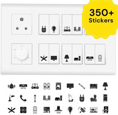 11 Strokes 1.5 cm Black & White Switch Board Stickers for Home - 504 Switch Stickers Self Adhesive Sticker(Pack of 504)