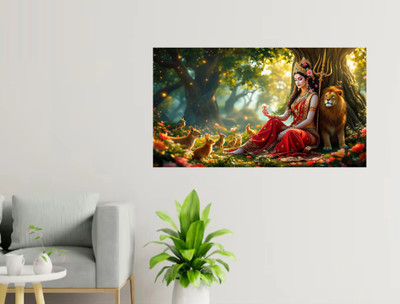 GLOBAL GRAPHICS 68 cm Goddess Durga Maa Wall Poster- Wall Sticker Self Adhesive Sticker(Pack of 1)