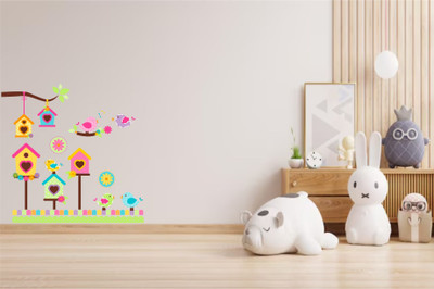 SHAH CREATION 100 cm Tree and hut Wall Sticker Self Adhesive Sticker(Pack of 1)