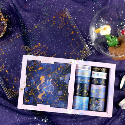 Kavid 23 cm Elegant Galaxy-Themed Stationery Kit with Gold Accents for Art & Craft Projects Self Adhesive Sticker(Pack of 1)