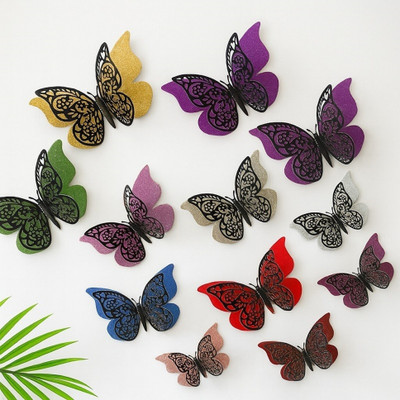 xtore 6 inch 3D Multi-Color Butterfly Wall Stickers – Pack of 12 Reusable Sticker(Pack of 12)