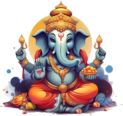 S3DESIGN 60 cm lord shree ganesha Self Adhesive Sticker(Pack of 1)