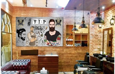 DivineDesigns 46 cm Beard Boy in a Barber Shop Vinyl Sticker Self Adhesive Sticker(Pack of 1)