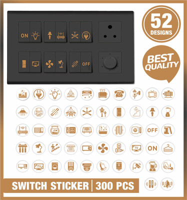 Stikor 1.5 cm Copper Rose Gold Switch Stickers 52 Designs Embossed for Switch Board Stickers Self Adhesive Sticker(Pack of 300)