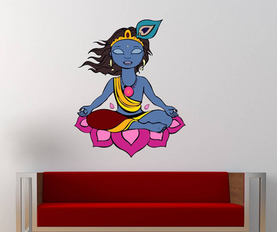 Wallme 60 cm Hare Krishna | Non-Reusable Sticker Self Adhesive Sticker(Pack of 1)