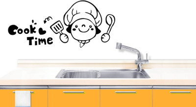 WALLDECORS 60.96 cm COOK TIME WITH CHEF IMAGE Self Adhesive Sticker(Pack of 1)