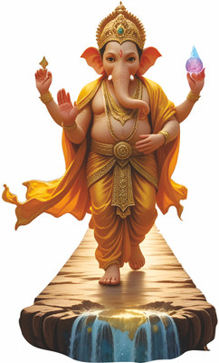 SAJAOHATKE 30 cm Ganpati bappa Peel and Stick Wall Art Sticker Removable Sticker(Pack of 1)