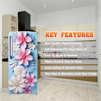 BPDESIGNSOLUTION 125 cm 3D Modern Design Fridge Sticker | Self Adhesive | Waterproof for Fridge Removable Sticker(Pack of 1)