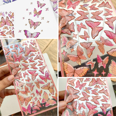 Kavid 21 cm Vibrant Butterfly Stickers for Scrapbooking/Journaling/Craft Decoration (1sheet) Self Adhesive Sticker(Pack of 1)