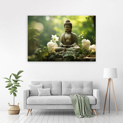 Zrintly 91 cm Gautam Lord Buddha Aesthetic Meditating (Posters-36Inch X 24Inch) Self Adhesive Sticker(Pack of 1)