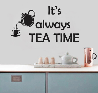 WALLDECORS 60.96 cm ITS ALWAYS A TEA TIME STICKER Self Adhesive Sticker(Pack of 1)