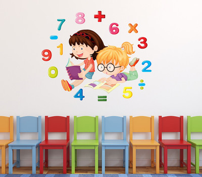 WALLDECORS 76.2 cm KIDS MATHS WITH NUMBERS STICKER Self Adhesive Sticker(Pack of 1)