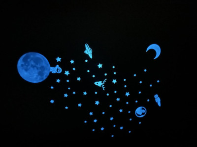 Kesar Desgins 30 cm galaxy night glowing Star Glow in the Dark Sticker(Pack of 6)