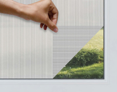 WALLDESIGN 121.92 cm Vertical Line Pattern Privacy Window Film with Sparkle Effect 18x48 Self Adhesive Sticker(Pack of 1)