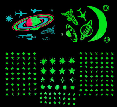 wall1ders 100 cm Night Glow Radium Stickers Glow in the Dark Sticker(Pack of 5)