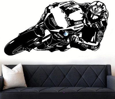 SnappyVinyl 58 cm Cool Motorcyclist Self Adhesive Sticker(Pack of 1)