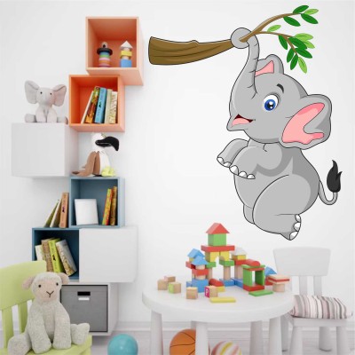 Wall Admire 50 cm Hanging elephant on Branch Wall Stickers & Murals Size - 50x58cm Self Adhesive Sticker(Pack of 1)