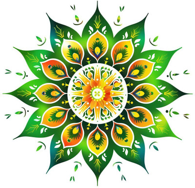 Hetshree Decor 38 cm Green Rangoli Self Adhesive Sticker(Pack of 1)