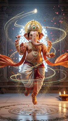 swaroopa 16.5 inch Shri Ganesha sticker Self Adhesive Sticker(Pack of 1)