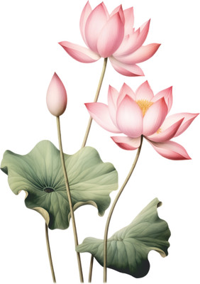 Signex Print Media 28 inch Lotus Flower Vinyl Wall Sticker for Home & Living Room | Floral Peel & Stick Self Adhesive Sticker(Pack of 1)