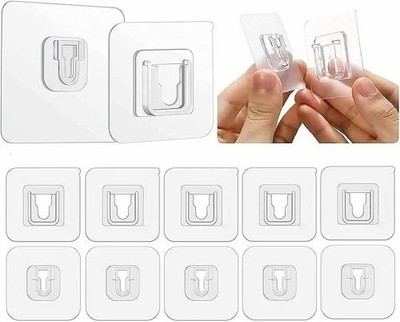 ShivChhaya Creation 6 cm Self Adhesive (Male/Female) Wall Hooks Magic Transparent StickerMFx10.67 Self Adhesive Sticker(Pack of 10)