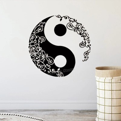 SnappyVinyl 30 cm Yin Yang, Wall Sticker PVC Vinyl Self Adhesive Sticker(Pack of 1)