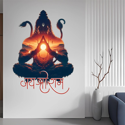 WallBiirds 60 cm Hanuman ji jai shree raam wall sticker Self Adhesive Sticker(Pack of 1)