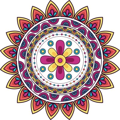 Decor Daddy 24 cm Diwali festive 'Rangoli Pattern' Floor Sticker Removable Sticker(Pack of 1)