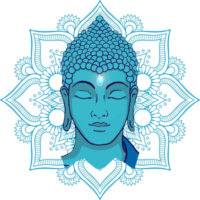 SAI DESIGNS 99 cm blue bhudha wall sticker god _bhagwan ji wall sticker(48X48) Self Adhesive Sticker(Pack of 1)