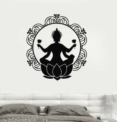 SnappyVinyl 27 cm Hinduism Lotus Buddhism Yoga Self Adhesive Sticker(Pack of 1)