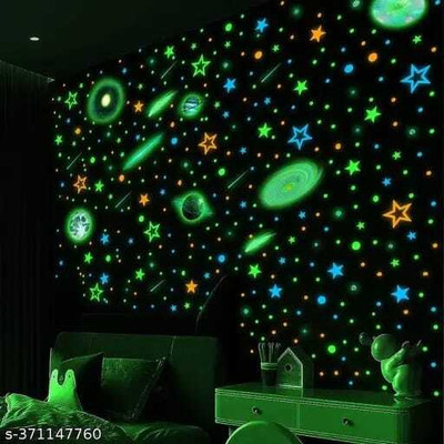 Khusbu Traders 21 cm Glow in the Dark Stars Wall, 180 Stickers Self Adhesive Sticker(Pack of 5)