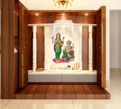 APTIO 45 cm Lakshmi Ganesh Self Adhesive Sticker(Pack of 1)