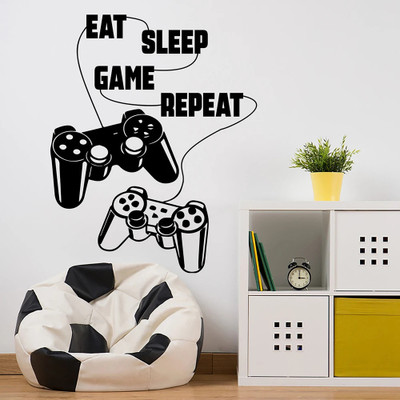 SnappyVinyl 42 cm Eat Sleep Game Repeat Self Adhesive Sticker(Pack of 1)