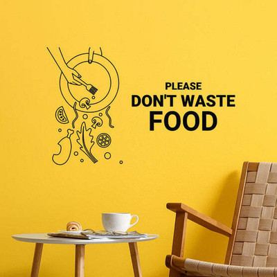 SnappyVinyl 27 cm Phrase Please Dont Waste Food Self Adhesive Sticker(Pack of 1)