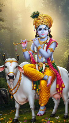 swaroopa 16.5 inch Shri Krishna Sticker Self Adhesive Sticker(Pack of 1)