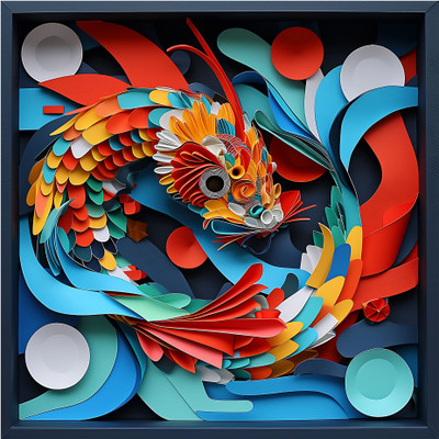 SoFFXia 18 inch No_See_Ums_Origami 3D Animals Decorative Wall Sticker for Home, Living Room Self Adhesive Sticker(Pack of 1)