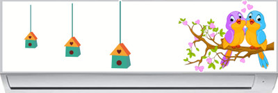 Happy Customise 47.5 cm Love Birds House Split AC Self Adhesive Sticker(Pack of 1)