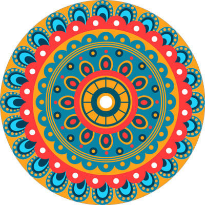 Asprintsolution 16 inch 16 × 16 inch Multicolor Vinyl Rangoli Floor Sticker – Waterproof & Self‑Adhesive Self Adhesive Sticker(Pack of 1)