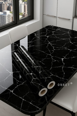 Onbet 200 cm Self Adhesive Glossy Marble Foil Waterproof Sticker For Kitchen And Home Self Adhesive Sticker(Pack of 2)