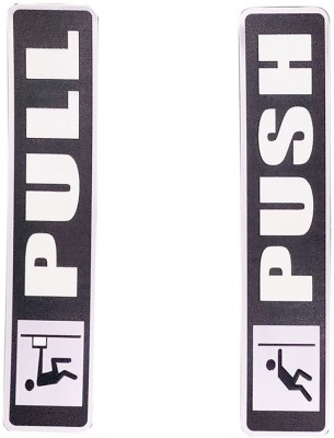 Dateen 18 cm pull push black Self Adhesive Sticker(Pack of 2)