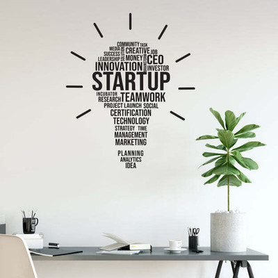 SnappyVinyl 33 cm Lightbulb Idea Teamwork Team Self Adhesive Sticker(Pack of 1)