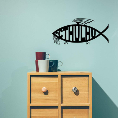 Xskin 29 cm Cthulhu Fish Evolution Internet Meme Self Adhesive Sticker(Pack of 1)