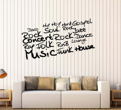 SnappyVinyl 33 cm Musical Word Art Music Room Self Adhesive Sticker(Pack of 1)