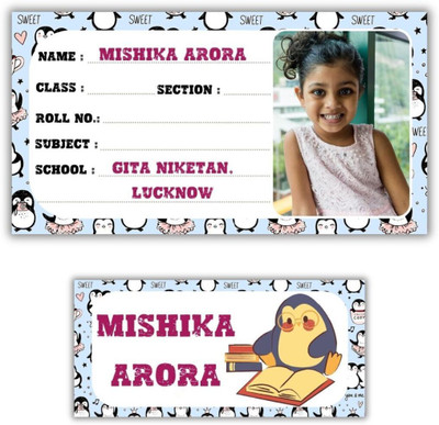 AanyaCentric 10 cm Notebook Name Slip(9.7cm x 5.2cm) and Name Tags(7cm x 3.3cm) Self Adhesive Sticker(Pack of 49)