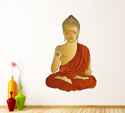 Wallzone 80 cm Budha Removable Sticker(Pack of 1)